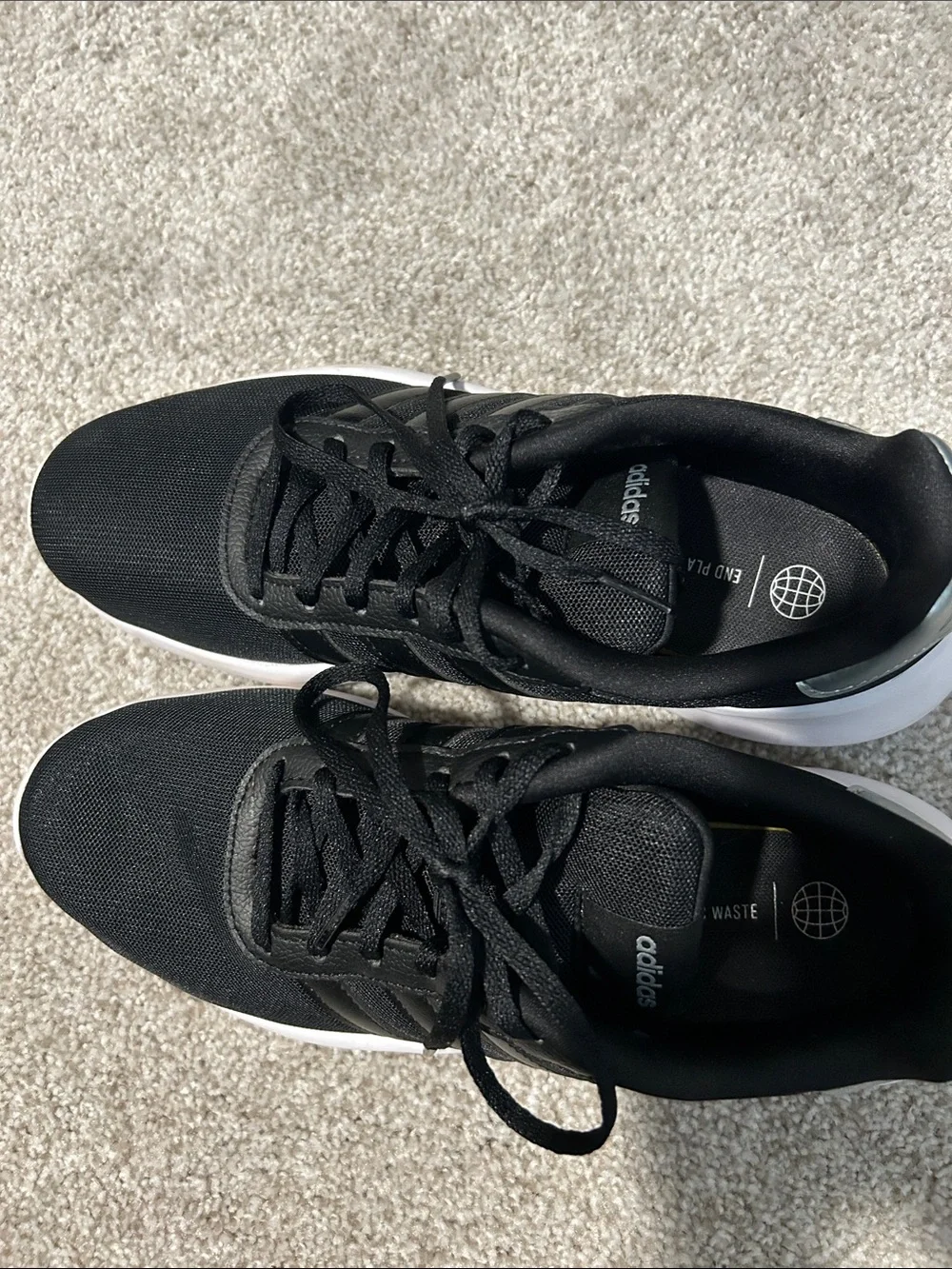 women’s adidas Black Athletic Sneakers with White Sole